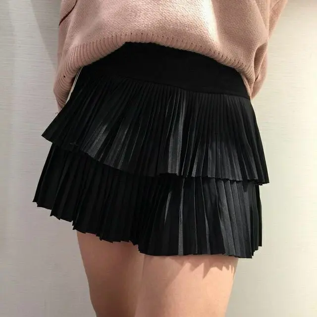 Chân váy 2 tầng dập li xinh xắn kèm ảnh thật Nữ Women Kem