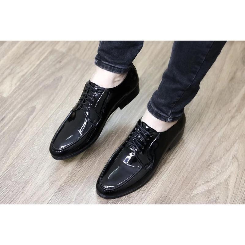 Giày Tây Nam Công Sở Da Bóng Buộc Dây 2 Cao Cấp Da PU 100% Size 37-44 Cao Su Shoes - Xu Hướng Thời Trang Mới Nhất Năm 2025 6