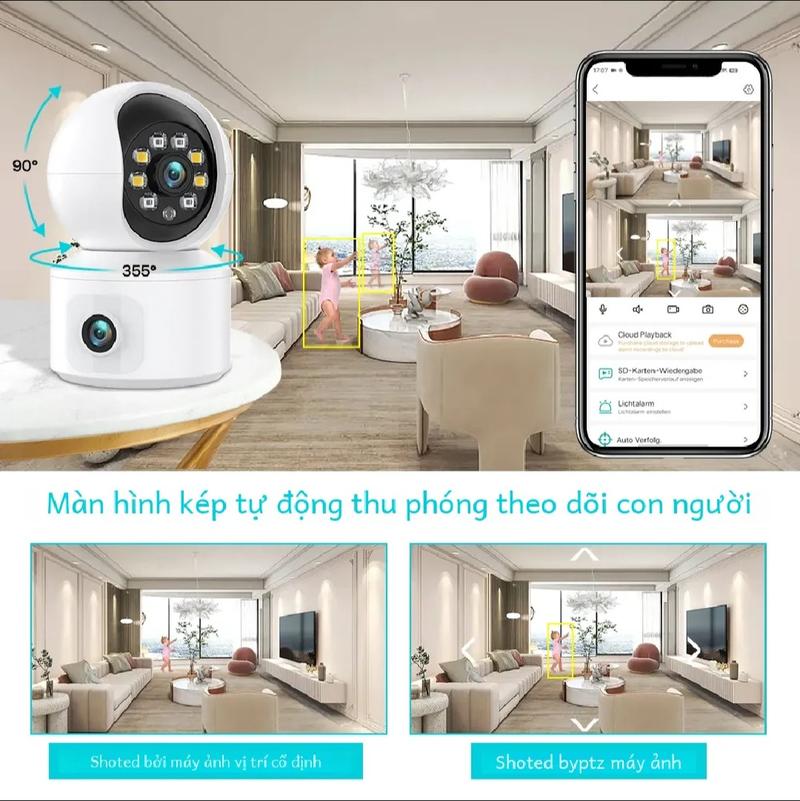 Product Introduction of (tặng chân đế)camera kép wifi 4mp 2k quay 360,đàm thoại 2 chiều, theo dõi chuyển động,nhìn đêm có màu. camera khupho Chụp Ảnh Đèn đếm imou 6