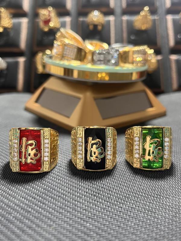  Pro55 Nhẫn Nam Phong Thuỷ Lót Chữ Lộc Lòng Đính Đá Sang Trọng - Trang Sức CD 