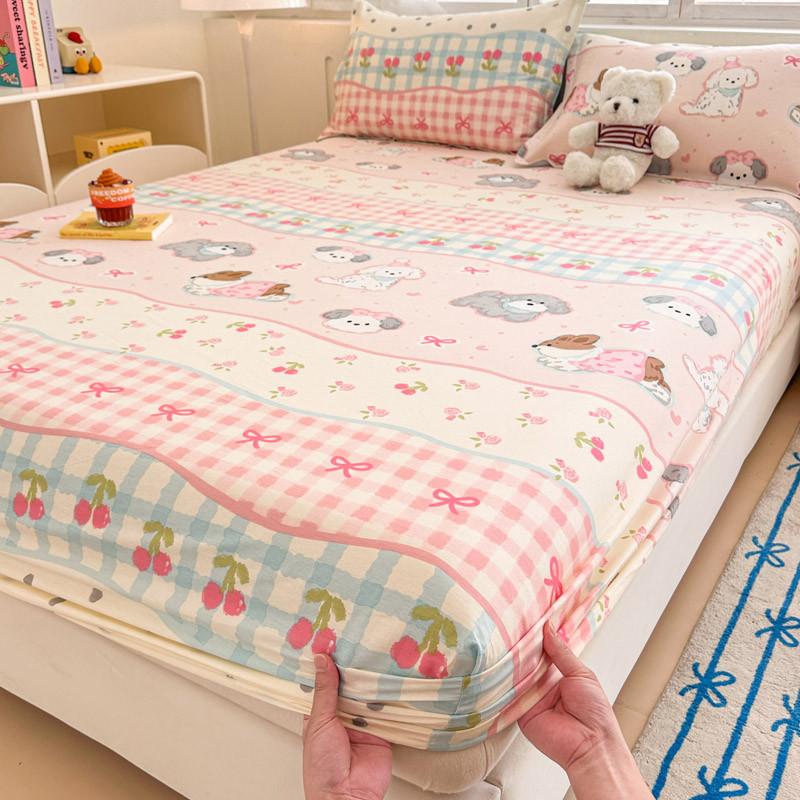 100% Cotton Fittedsheet Single Queen King bedsheet 3feet 3.5feet 5feet 6feet 3