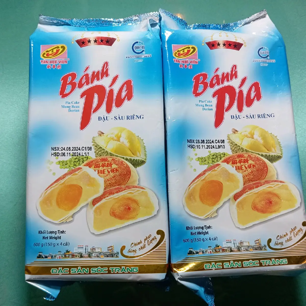 Combo 2 túi bánh pía 5 sao đậu xanh sầu riêng 1 trứng Tân Huê viên - Snack Ăn Vặt