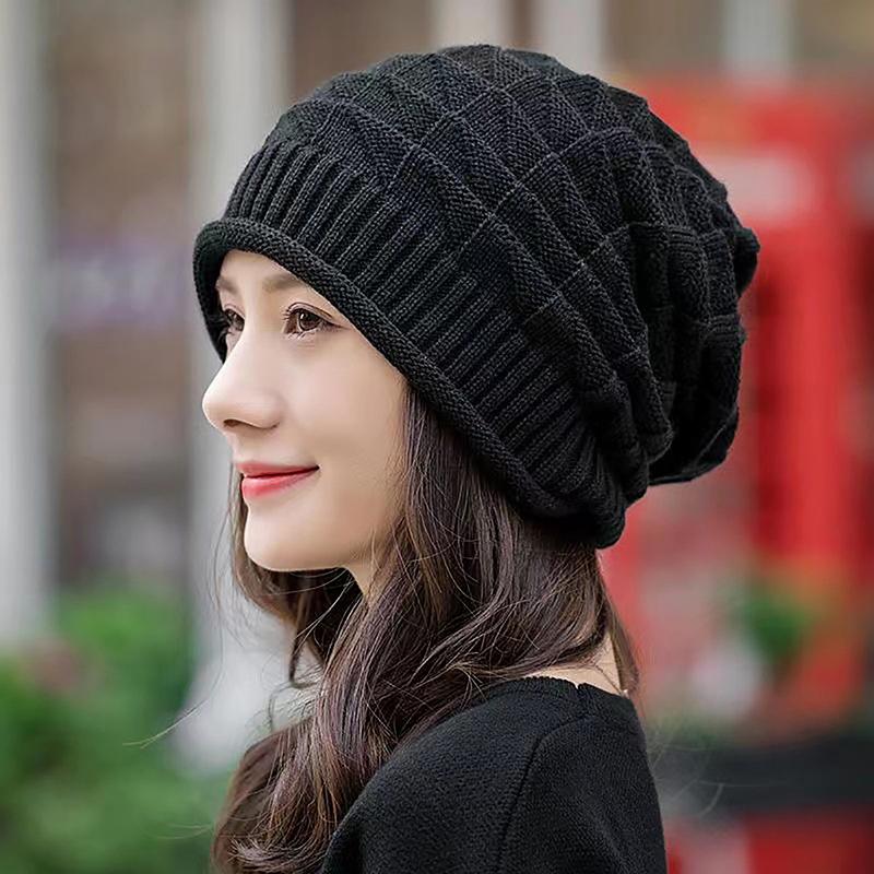 Product Introduction of Winter Knitted Beanies Hat For Women Baggy Slouchy Solid Wool Cap Fashion Outdoor Warm Bonnet Hoods Female Snow Ski Warmer 13