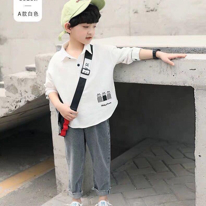 Bộ Đồ Bé Trai Và Trẻ Em, Bộ Sưu Tập Mùa Xuân Và Mùa Thu, Hàng Mới Về Năm 2024, Thích Hợp Cho Trẻ Em Trung Bình Và Lớn Và Trẻ Nhỏ, Áo Sơ Mi Dài Tay, Quần Jean, Bộ Đồ Hai Mảnh, Thời Trang 6