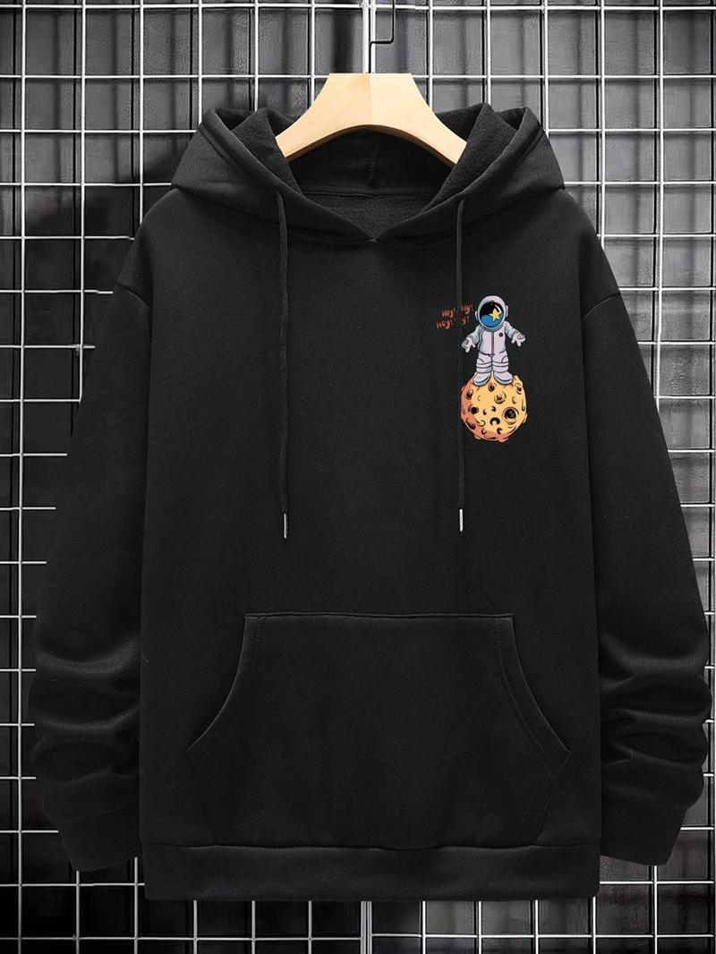 Product Introduction of Unisex Men's Cartoon Graphic Print Drawstring Essentials Hoodie, Regular Fit Casual Long Sleeve Hooded Sweatshirt for Fall & Winter, Men's Clothes, National Day Clothing 3