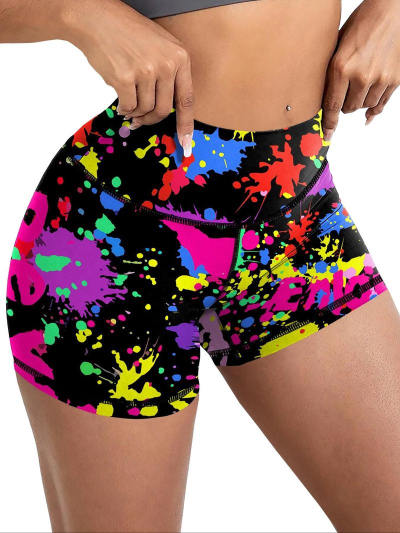 Product Introduction of Women's All Over Print Shorts, Casual Comfy Breathable Skinny Shorts for Yoga Gym Workout Running, Ladies Bottoms for All Seasons 3