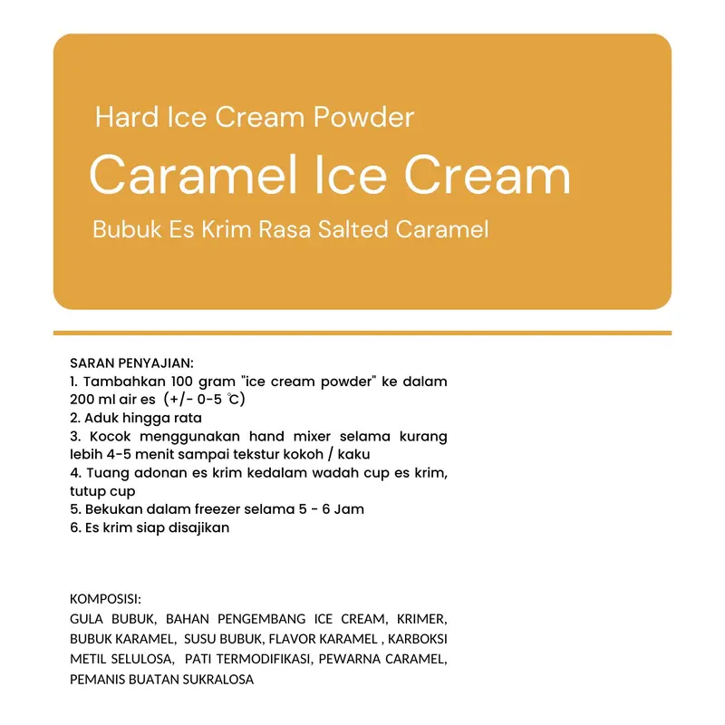 MAXFOOD - Hard Salted Caramel Ice Cream Powder / Bubuk Es Krim Rasa Karamel 250 GR 1