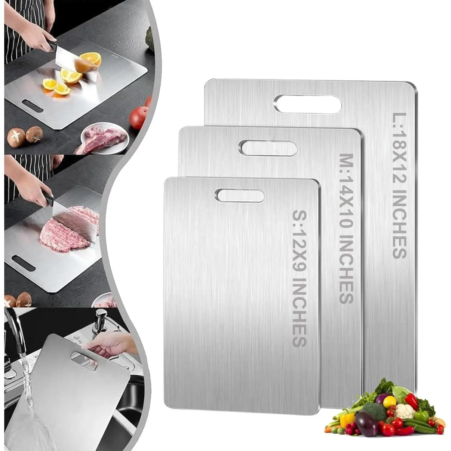 Titanium Cutting Board - Titanium Cutting Boards for Kitchen, Upgrade Double Sided Food-Grade Titanium Cutting Boards, 100% Pure Titanware Cutting Board for Kitchen Cooking (14 x 10 inch)