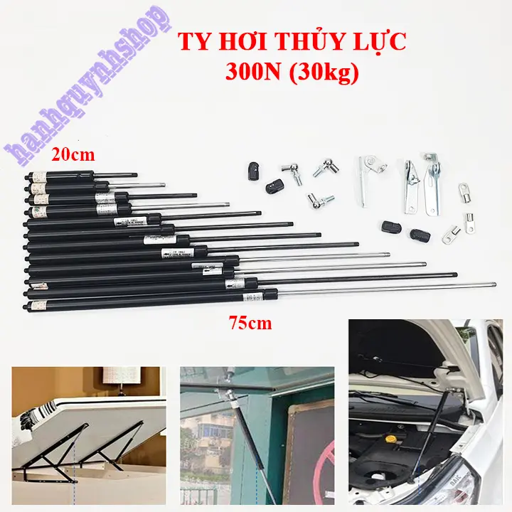 Ty Thủy Lực Ô Tô, Ty Chống Cửa 300N (30KG) Dài Từ 20cm Đến 75cm Giá Bán 1 Cái