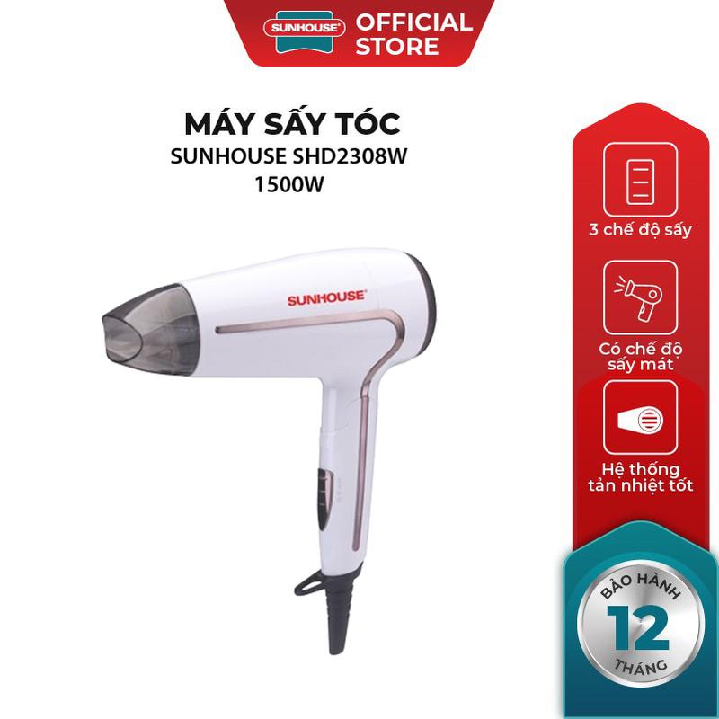 Máy Sấy Tóc SUNHOUSE SHD2308W - Công Suất 1500W - 2 Tốc Độ Gió - 3 Mức Nhiệt - Hệ Thống Tản Nhiệt Tốt
