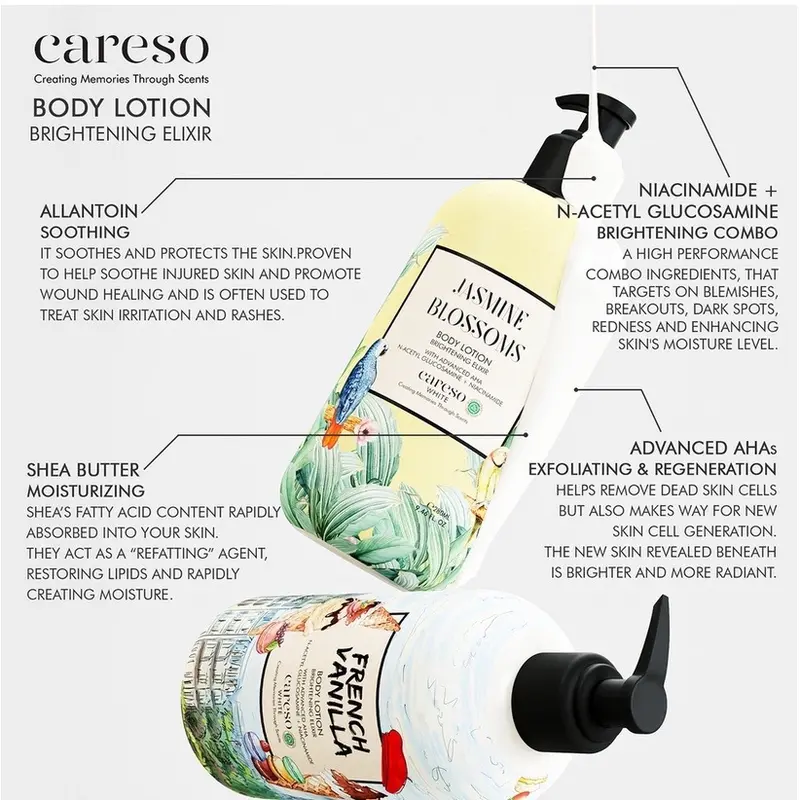 CARESO Body Lotion 300ml pump handbody putih 3