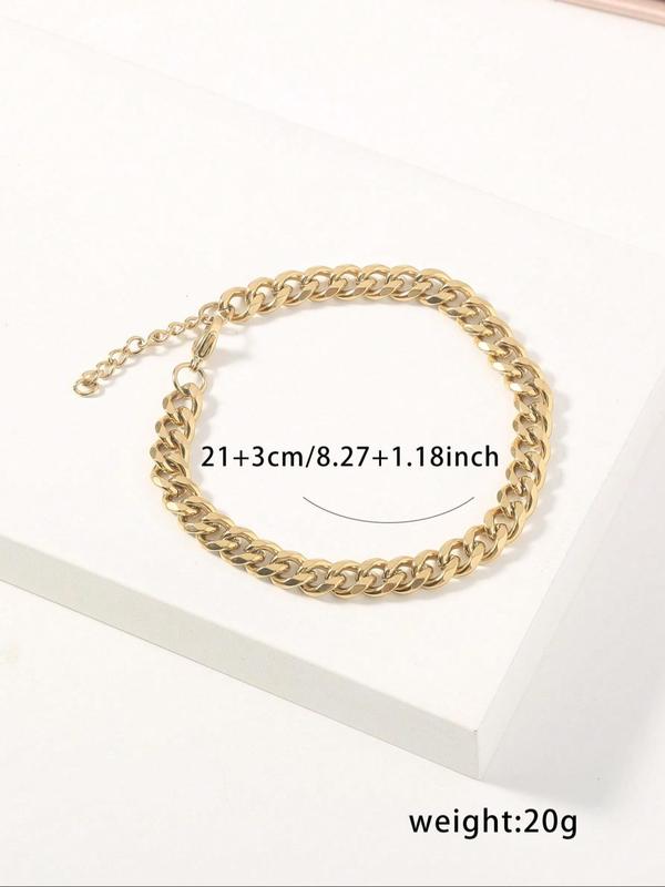 Men's Simple Plain Stainless Steel Curb Chain Lobster Closure Bracelet, Fashion Jewelry for Party, Daily Clothing Decor, Trendy All-match & Exquisite Jewelry for Birthday Gift 1