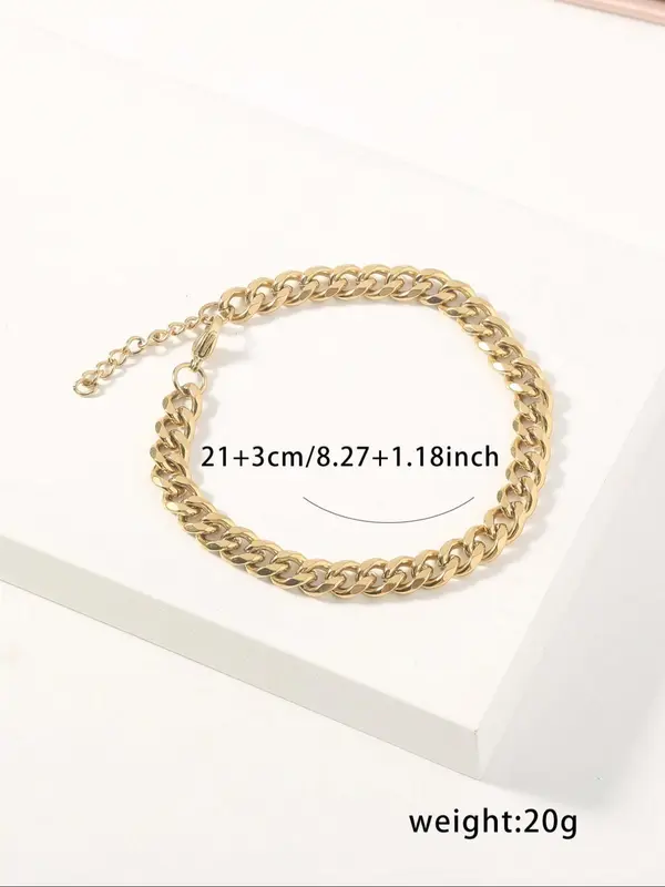 Men's Simple Plain Stainless Steel Curb Chain Lobster Closure Bracelet, Fashion Jewelry for Party, Daily Clothing Decor, Trendy All-match & Exquisite Jewelry for Birthday Gift 1