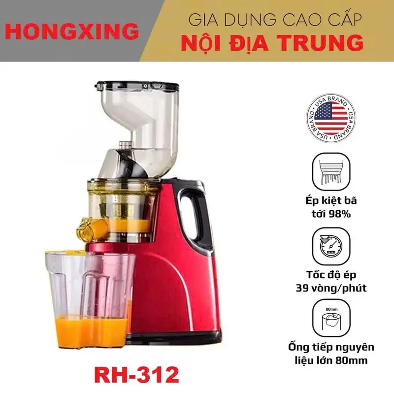 Máy Ép Chậm HONG.XIN RH-312 Máy Ép Nguyên Quả Trái Cây Rau Củ Quả Ép Kiệt Bã Tiện Lợi 4
