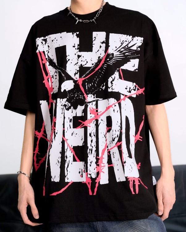 Áo Phông nam nữ hoạ tiết in chữ the weird Đại bàng nổi bật chất liệu cao cấp AP-17 Cổ Tròn Menswear áo đại bàng