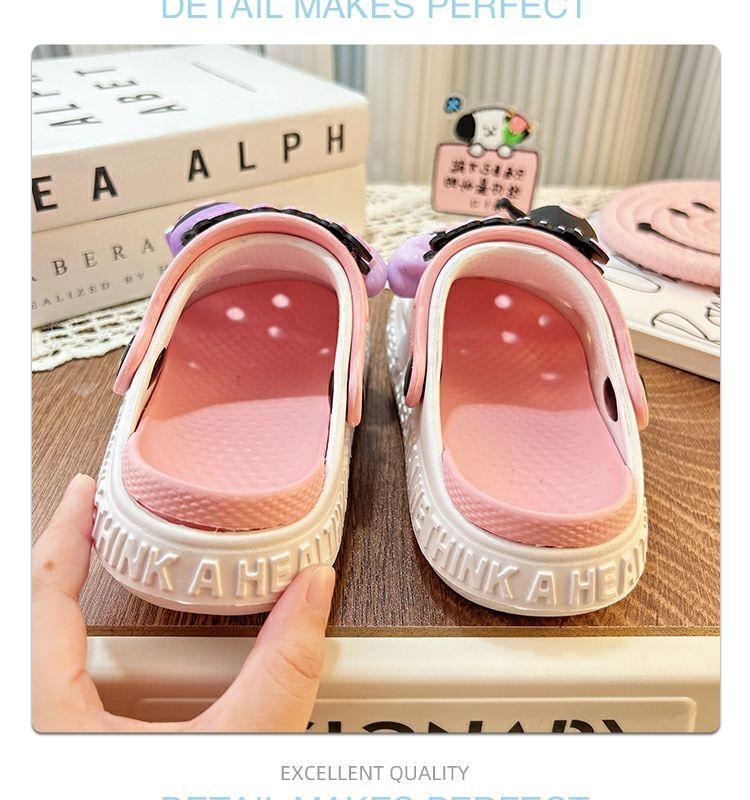Product Introduction of Kuromi children's internet famous slippers, cool shoes, girls' hole shoes, funny girls' Kuromi fans, anti slip summer women's swimming one piece FNI6 9
