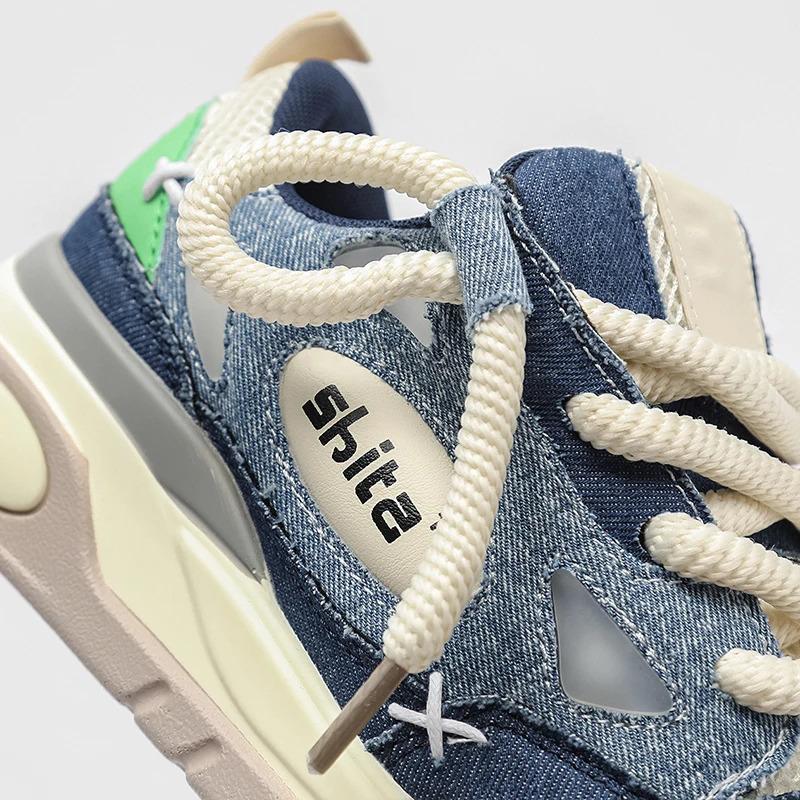 Låg MOQ Anpassa Herr Mode Casual Sneakers Kanin Denim Läder Platta Skateboarding Löpning Promenadskor för Herrskor Pojke_voghion.com
