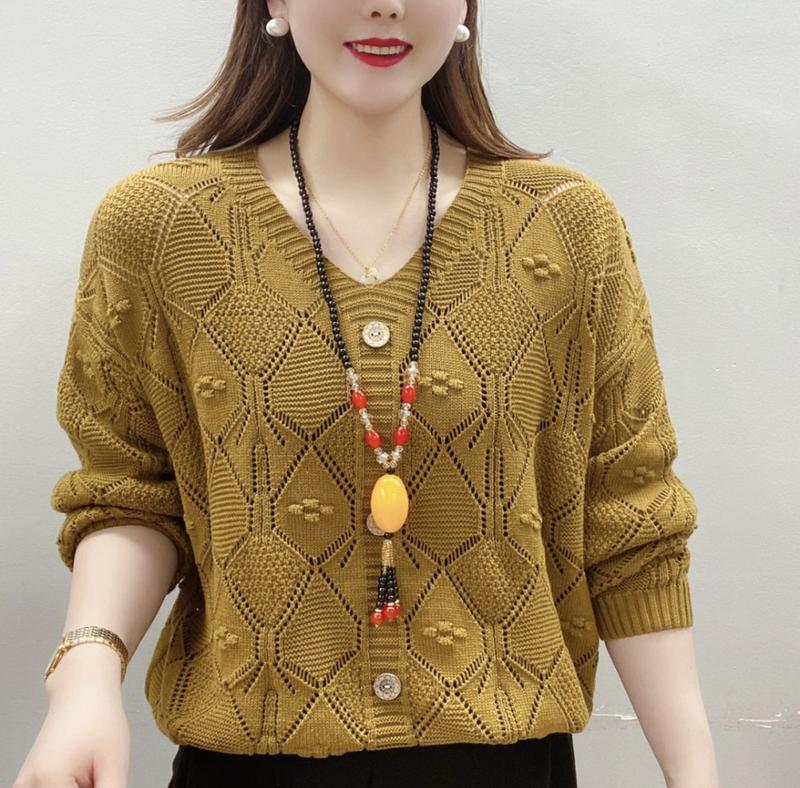 Product Introduction of Thời trang nữ，Đồ Len, Hàng Mới Về Mùa Xuân Thời Trang, Áo Len Cổ Chữ V Dáng Rộng Thường Ngày Cho Nữ, Thiết Kế khoét Thời Trang, Mỏng Vừa Vặn, Phong Cách Phương Tây, Thích Hợp Cho Mẹ Mặc, Giấu Bụng 4