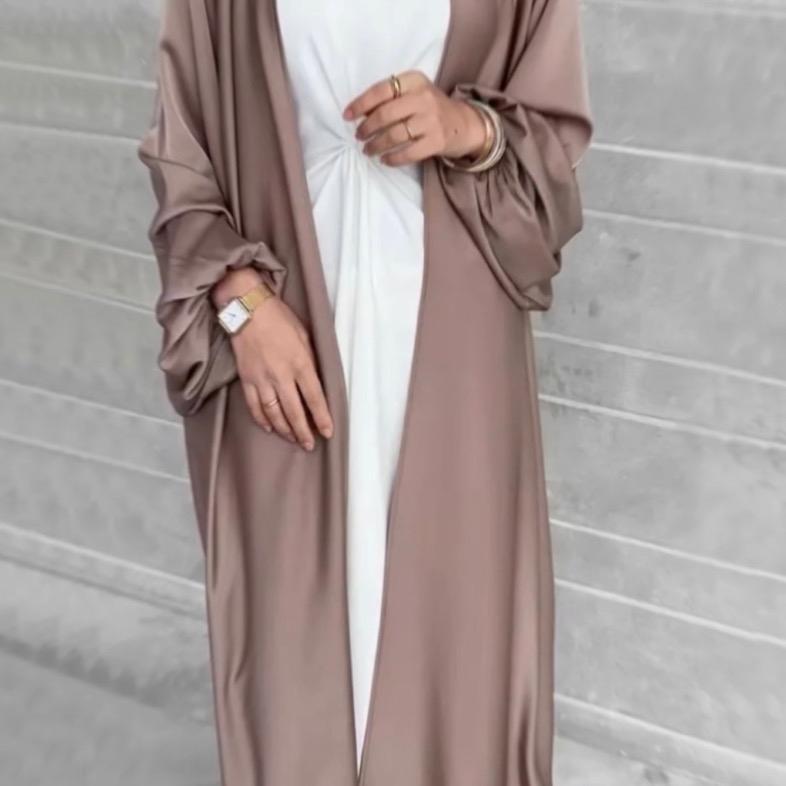 WAFA Collection Satin Open Abaya - Elegant and Silky Soft - Belt, Womenswear, Casual, Loose, Dress 1