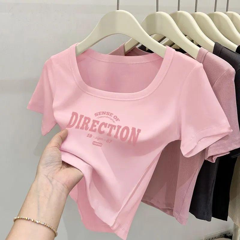 Product Introduction of Áo Thun ngắn Tay Cổ Vuông, Dành Cho Nữ, Dáng Ôm, Ngắn, Cạp Cao, Ôm Vừa Vặn, Áo Crop Top Độc Đáo Mùa Hè, Ngắn, Vai Thông Thường, Thích Hợp Cho Bé Gái Nhỏ Năm 2025 [1481 Đánh Giá Tích Cực] 4