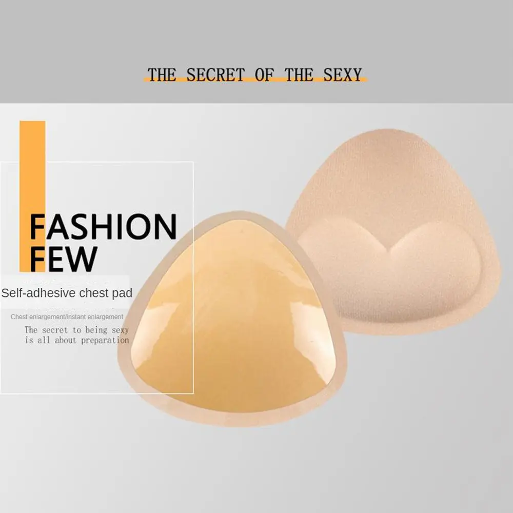Bio-glue Thickened Sponge Self-adhesive Insert Wedding Invisible Chest Sticker Swimsuit Chest Pad Anti-exposure Insert Triangular Breast Sticker Comfortable Women's Underwear Parts