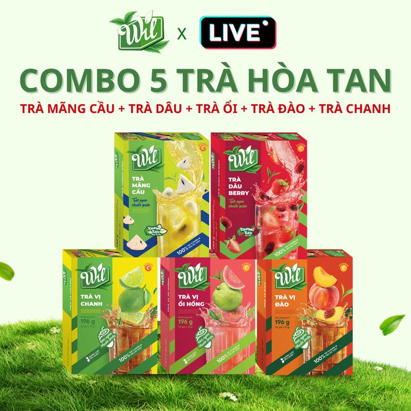 Chill Cùng Wiltea - Hương Vị Bùng Nổ Combo 5 trà Wil trà topping trái cây tươi thanh nhiệt trà chanh đào ổi Nước Trà