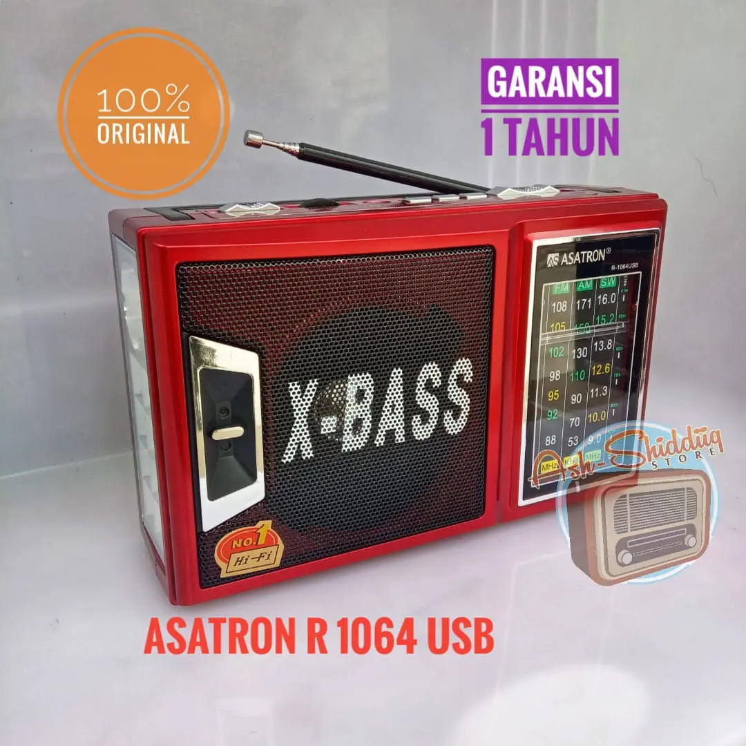 Radio Asatron R-1064 USB 3 Band (FM, AM & SW) dengan Pemutar Audio/MP3 USB/Flashdisk/Memory Card/SD
