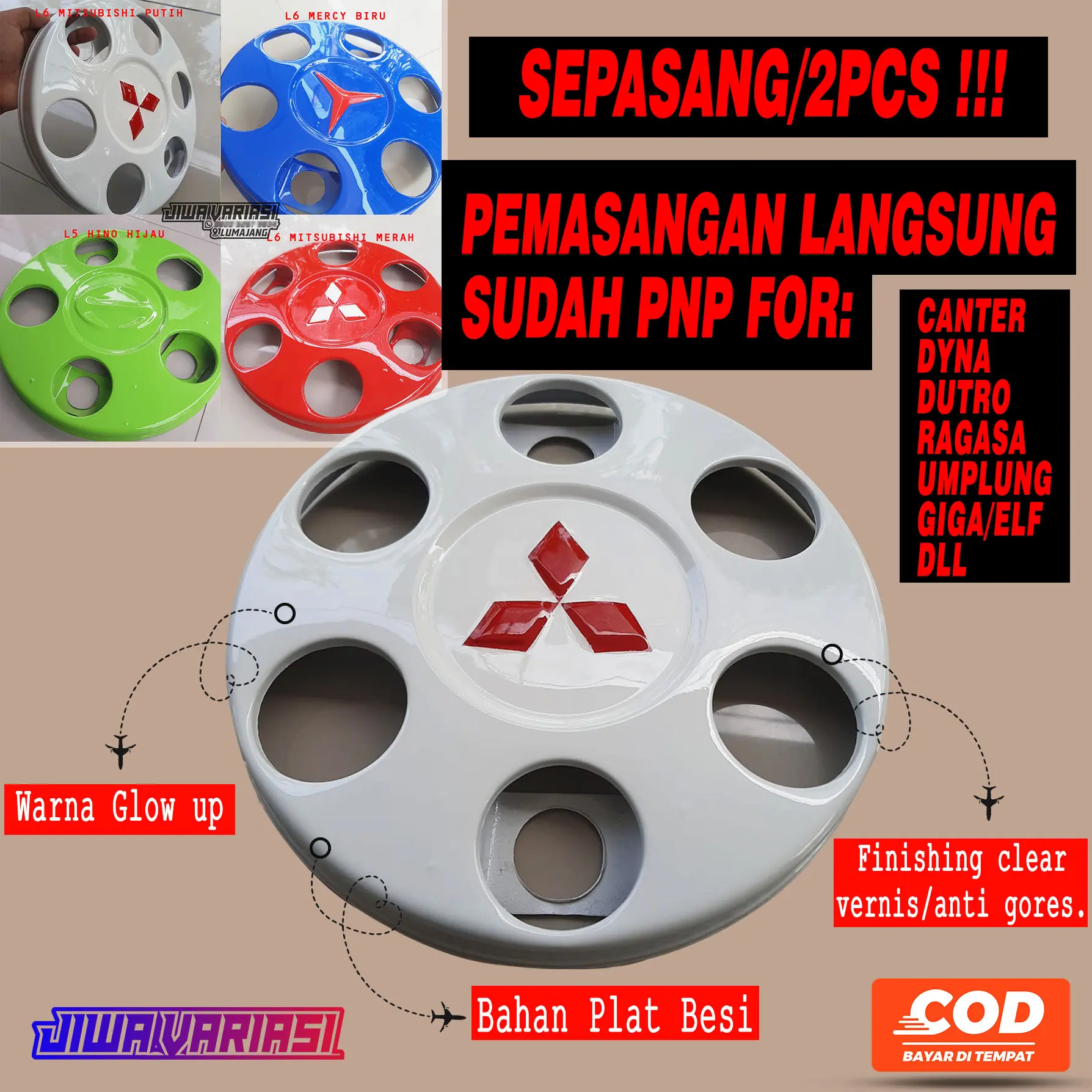 SEPASANG(2PCS) WHELDOP, WILDOP, WHELDOF, DOP DONAT DOP RING