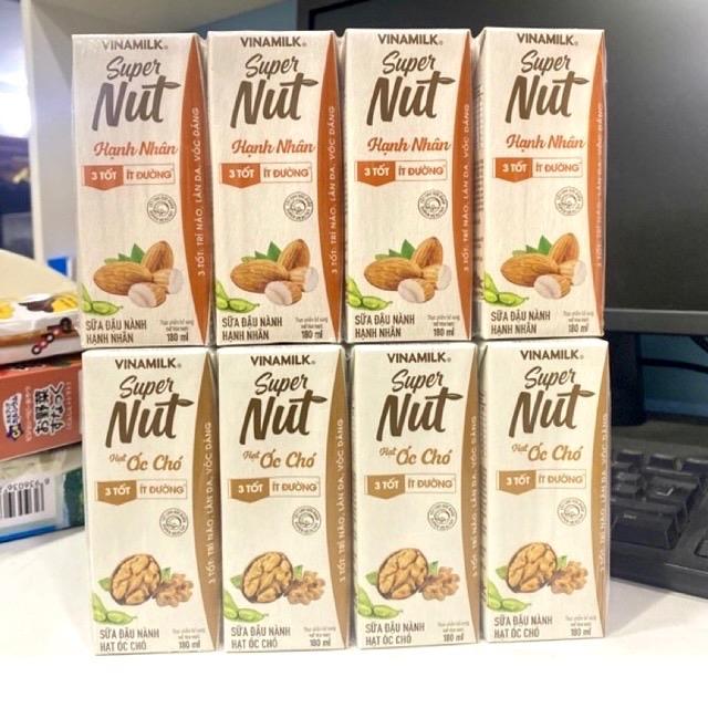 Lốc 4 Hộp x 180ml Sữa đậu nành Hạt Óc Chó/Hạnh Nhân Vinamilk Ít Đường