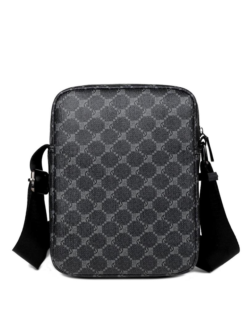 Product Introduction of Men's Casual Geometric Pattern Zipper Crossbody Bag, Fashionable Shoulder Bag for Daily Used, Casual Trendy Versatile High-quality Daily Commuting Bag, Compact Sling Purse 19