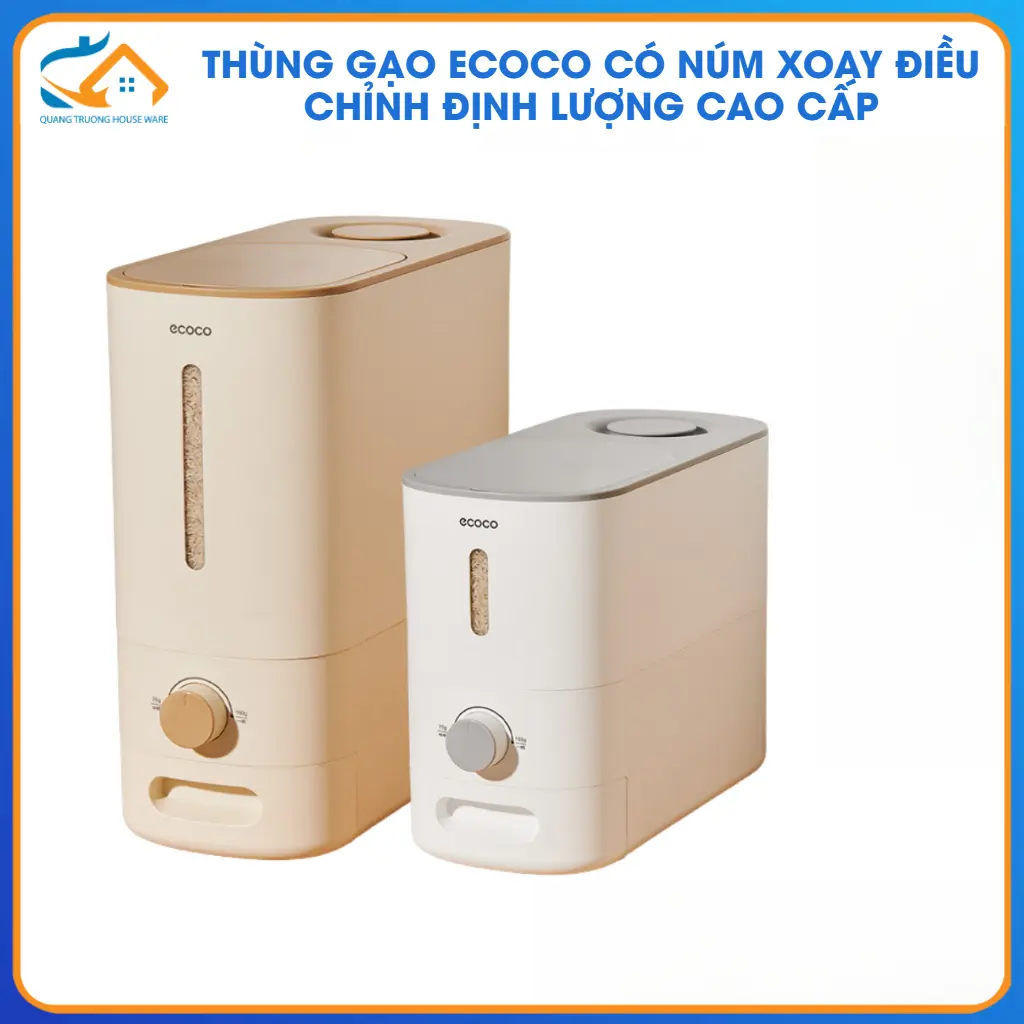 Thùng Đựng Gạo ECOCO E24206, Hộp Đựng Gạo Có Núm Xoay Định Lượng, Chống Ẩm Chống Mối Mọt