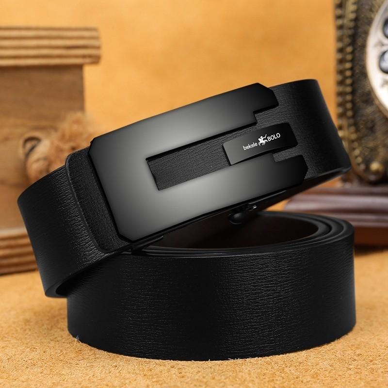 Sabuk Ikat Pinggang Pria Rell Gesper Mewah Kulit Sintetis Import dengan Buckle Hitam Kulit 4