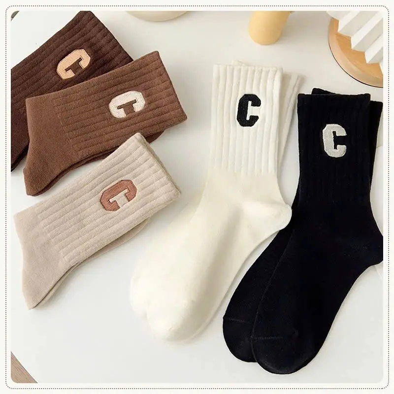 Lố 10 Đôi Tất Nữ Phong Cách Hàn Quốc chữ C, Vớ Cổ Cao Cottton Mềm Voi tat  gaucocao combo  10 len 1