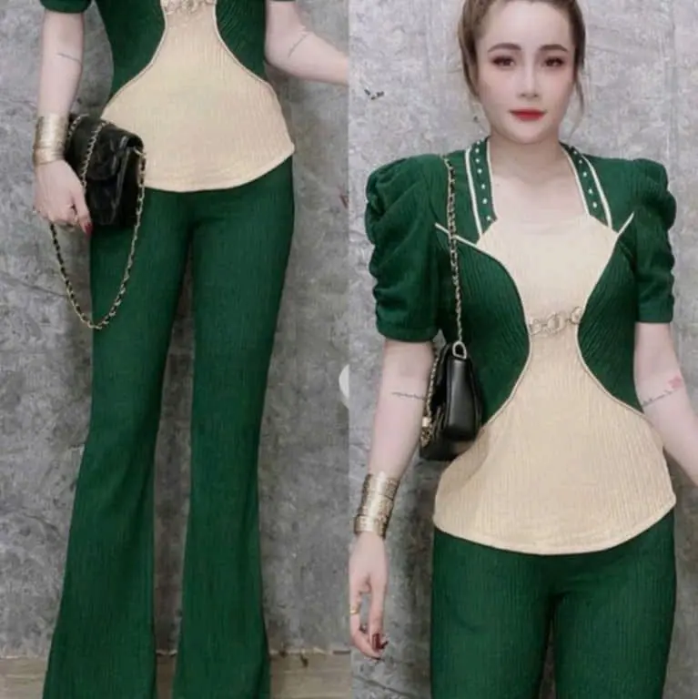 SET BỘ QUẦN DÀI ống loe 40_60KG CHẤT THUN tăm lạnh CO GIẢN NHẸ Nữ