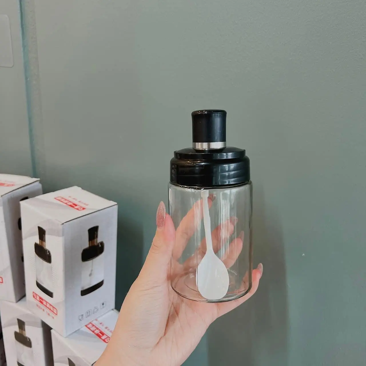 combo 5 hũ gia vị kèm thìa 250ml