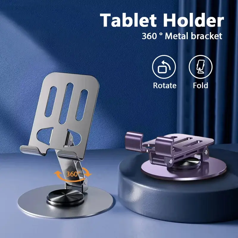 Giá Đỡ Điện Thoại Di Động Và Máy Tính Bảng, Xoay 360 ° Bằng Kim Loại, Chống Trượt, Có Thể Gập Lại, Điều Chỉnh, Cầm Tay, Thích Hợp Để Bàn Lười, Phát sóng Trực Tiếp, Giá Đỡ Điện Thoại Di Động Phụ Kiện Phone