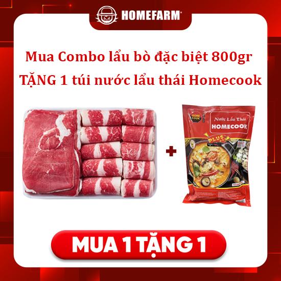 [MUA 1 TẶNG 1]  Combo lẩu bò đặc biệt 800gr TẶNG 1 túi nước lẩu thái Homecook - Giới hạn mỗi đơn chỉ một lượt tặng