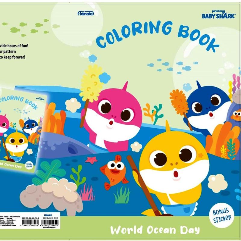 Coloring Book BABY SHARK World Ocean Day + Bonus Sticker Anak 2