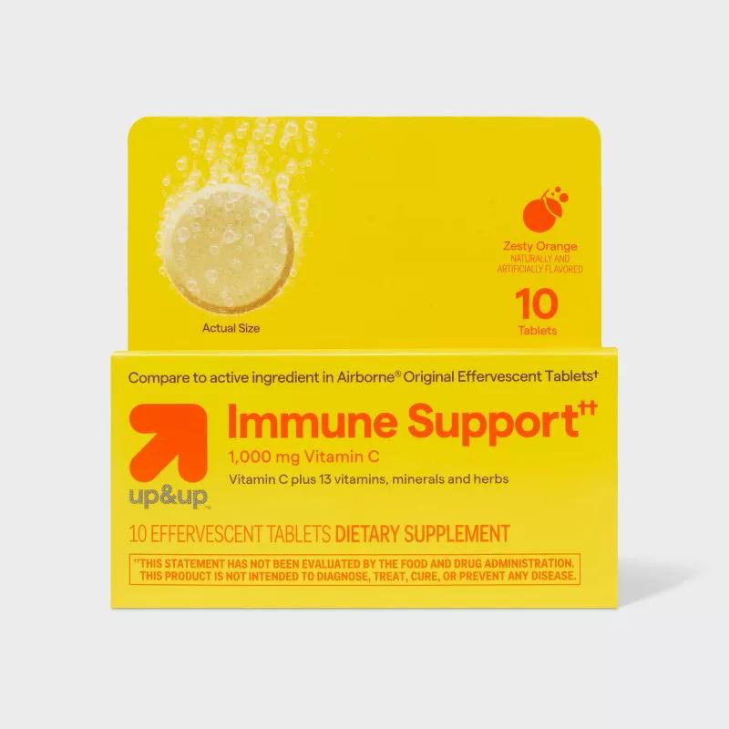 Immune Support Effervescent Tablets - Orange Flavor - 10ct - up&up ...