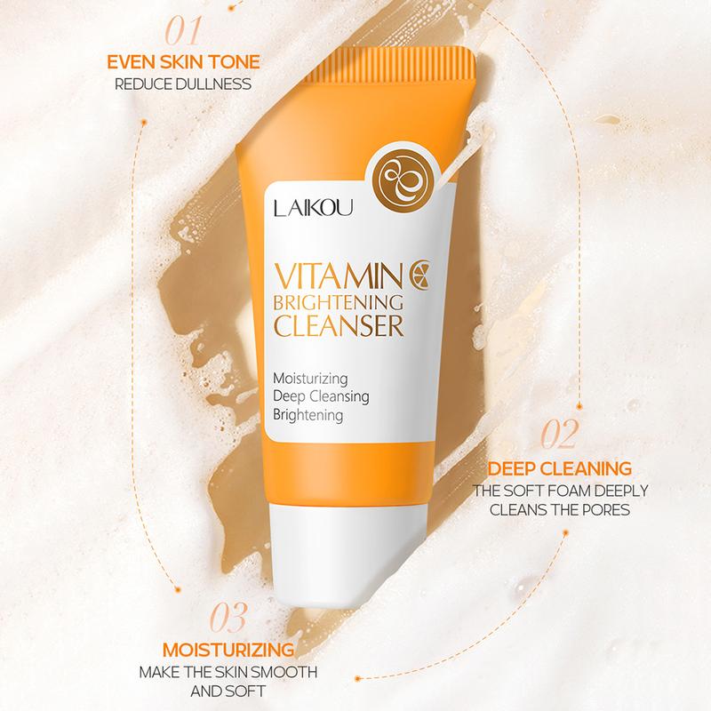 Sữa Rửa Mặt Làm Sáng Da Mặt, LAIKOU, Làm Sạch Sâu, Với Vitamin C, Thích Hợp Cho Mụn Đầu Đen, Sữa Rửa Mặt Dạng Bọt, 50g 2