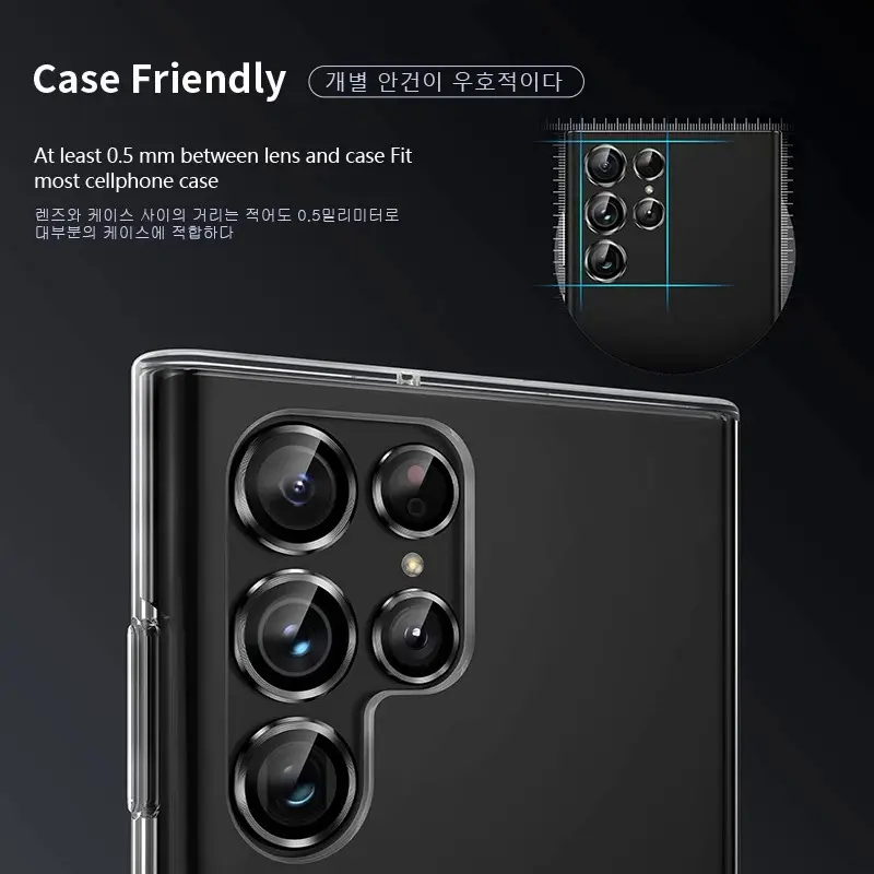 Bảo Vệ Ống Kính Máy Ảnh, Dành Cho S24 Ultra, Vỏ Vòng Camera Kim Loại, Kính Cường Lực, Dành Cho Galaxy S23 S22 Ultra 5G, Mũ Bảo Vệ 5