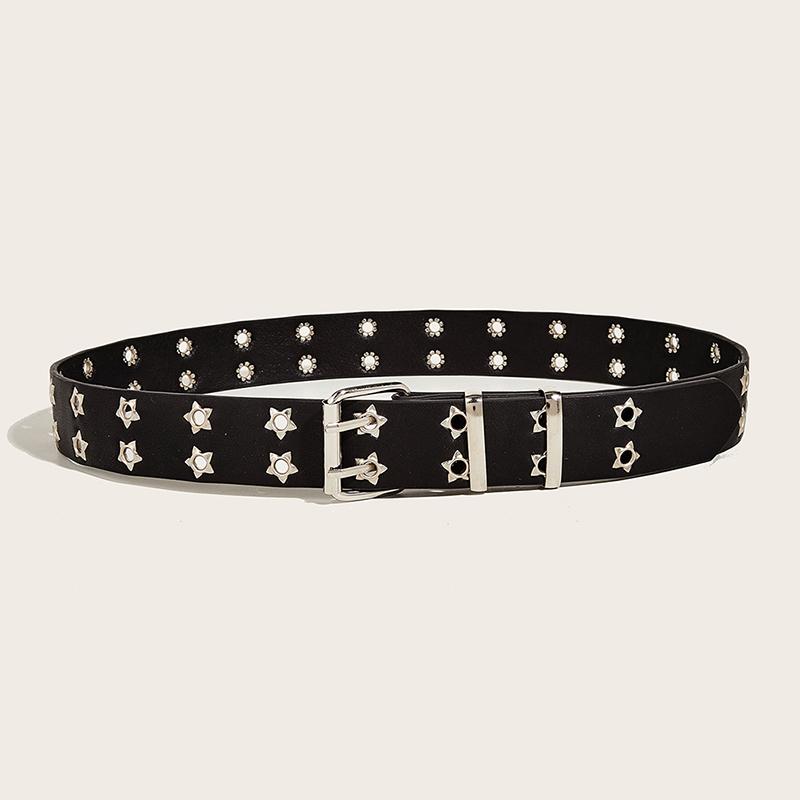 Product Introduction of Punk Style Star Double-Breasted Belt Waist Strap Hollow Out Pu Leather Jeans Decorative Fashion Waistband 22
