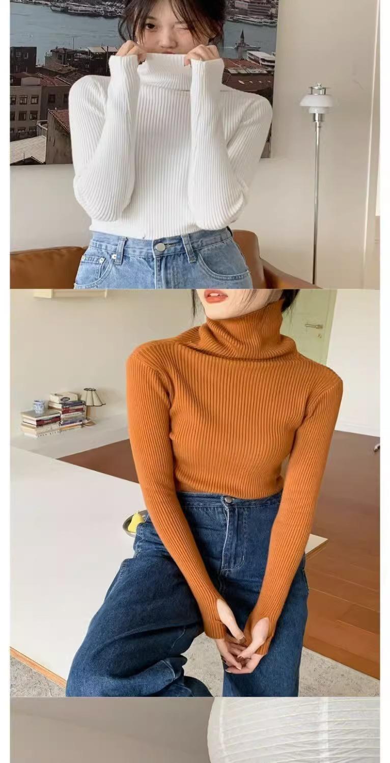 Product Introduction of Knitted Bottoming Shirt Padded Top Sweater Turtleneck Women's Autumn Best-Selling Fashionable Stylish Inner Wear Finger Fit Design Knitwear Womenswear 17