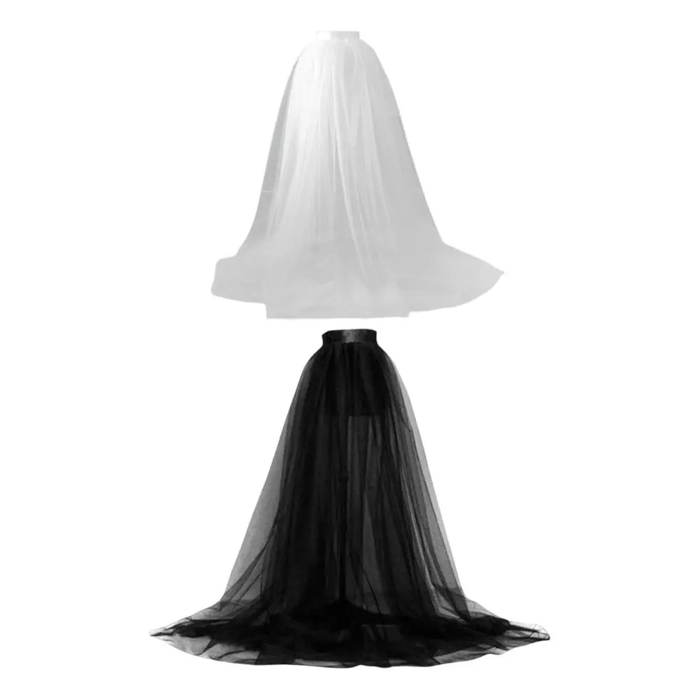 Fashion Women Long Maxi Puffy Tulle Skirt Mesh Floor Length Detachable High Waisted for Cocktail Halloween Clothing Banquet Evening Bridal