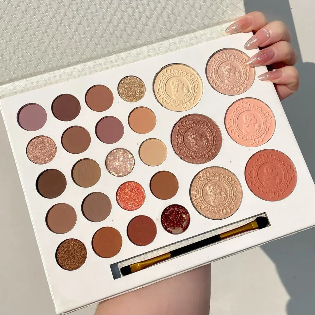 Đĩa Phấn Mắt, FrankColor, Thiết Kế Cà Rốt Đậu, 26 Màu, Có Độ Bóng Cao, Phấn Đánh Lì Ngọc Trai Và Lấp Lánh, Tích Hợp Kèm Cọ