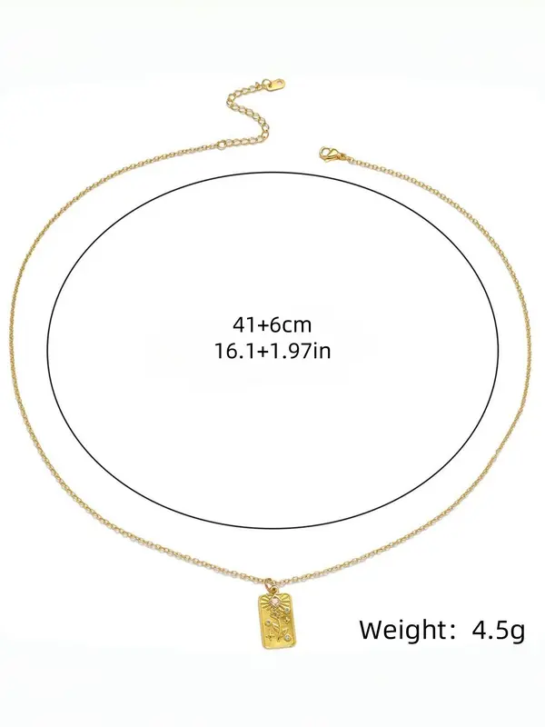 Rose Flower Carving Necklace, Fashionable Pendant Necklace for Women for Party, Daily Decor, Trendy All-match & Exquisite Jewelry for Birthday Gift 1