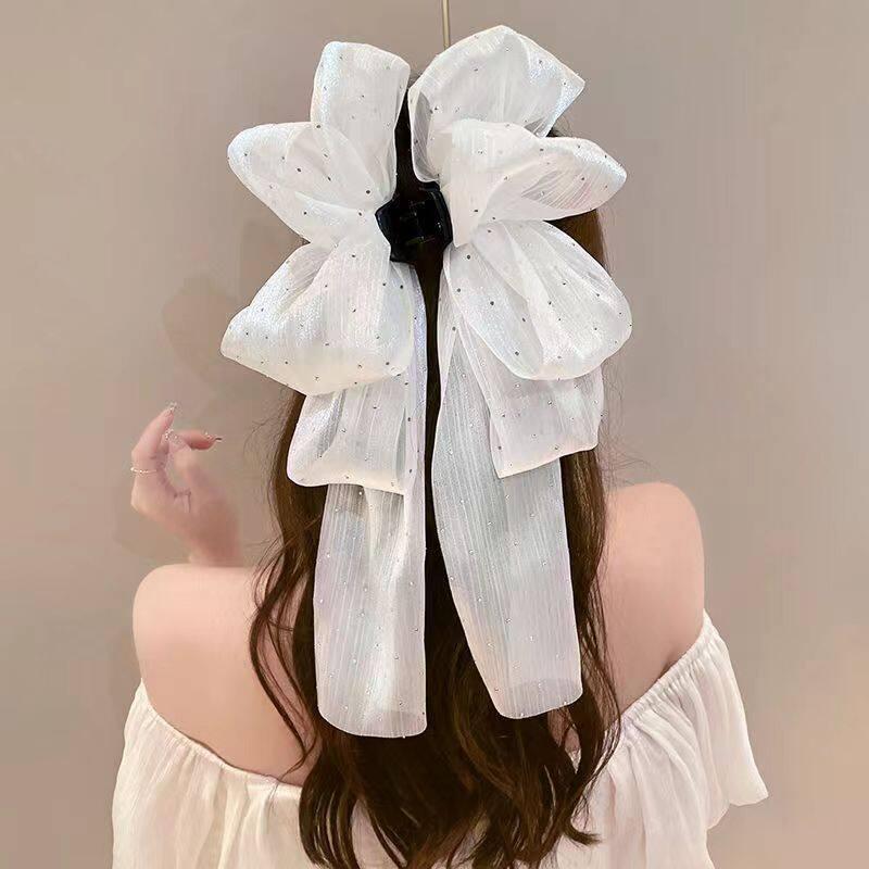 Kẹp Tóc Nơ Ruy Băng Lưới Kim Cương, Phong Cách Hàn Quốc, Dành Cho Nữ, Kẹp Tóc Sau Đầu, Phụ Kiện Tóc Thời Trang 8