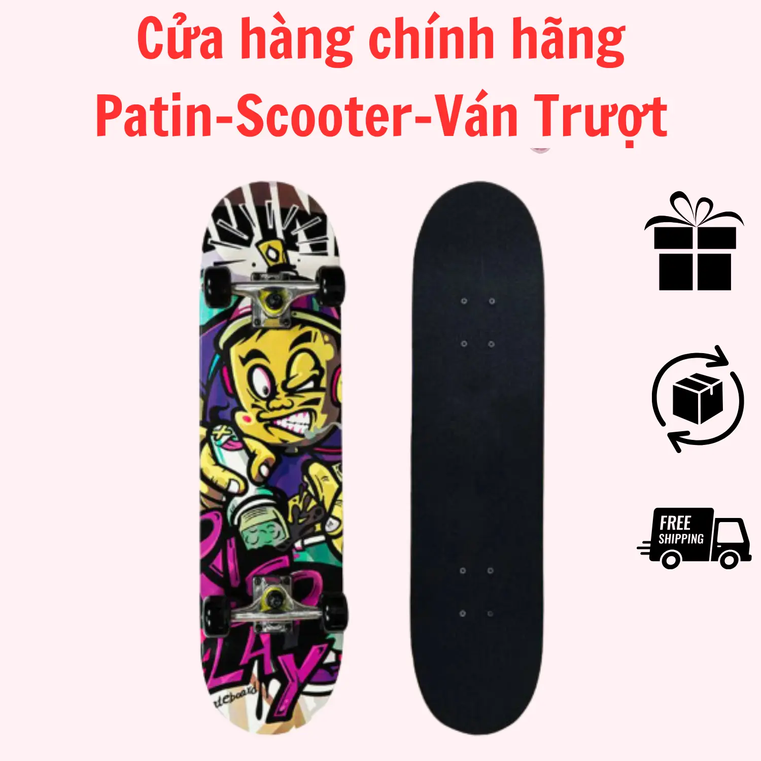 Ván Trượt Cougar-Skateboard Bensai 15 Chính Hãng, Gỗ Ép 7 Lớp, Mặt Nhám Phù Hợp Cho Người Mới Chơi