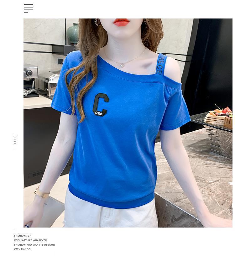 Product Introduction of Áo Phông Cotton Ngắn Tay, Nữ Và Cô Gái Nóng Bỏng, Trang Phục Mùa Hè, Phong Cách Hồng Kông, Ins, Dễ Thương Và Gợi Cảm, Sling, Trễ Vai, Cổ Áo Rộng Rãi, Áo Trễ Vai, Thời Trang 22
