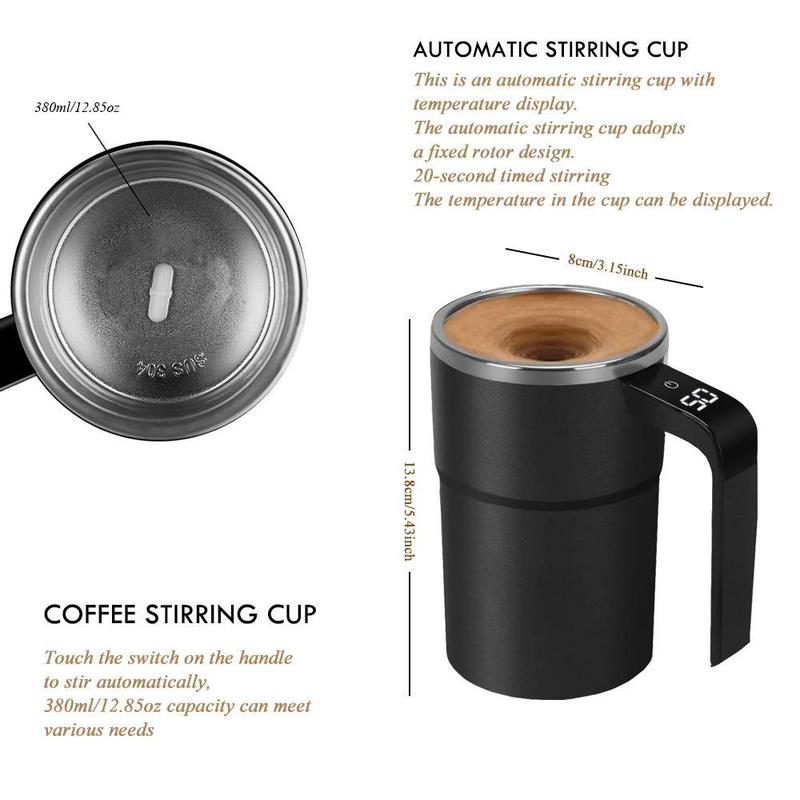 Rechargeable Magnetic Stirring Coffee Cup, 2 Counts Automatic Magnetic Stirring Coffee Cup with Lid, Household Kitchen Appliances for Home Office Use 1